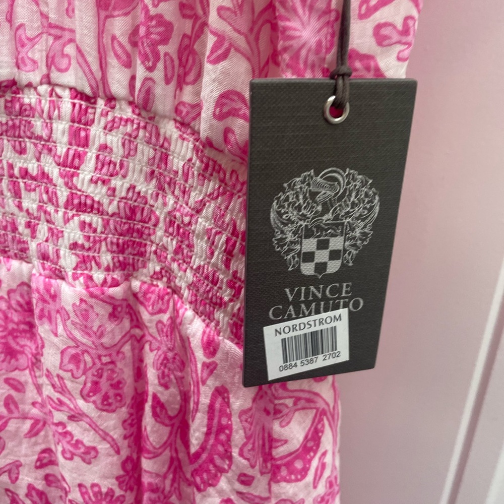 NWT Vince Camuto Pink Floral Tiered Pullover Midi Dress Size 16 - Picture 6 of 9